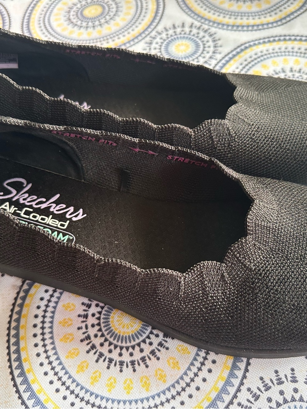 Skechers Black Stretch Knit Ballet Flats